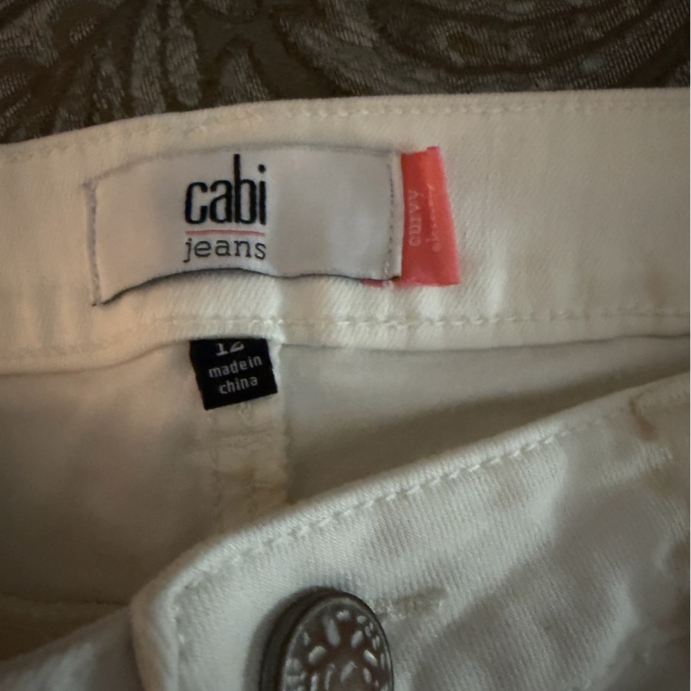 CAbi Zip Curvy Skinny Jean White Womens size 12 Style #5317. Stretch Pockets - Picture 2 of 3